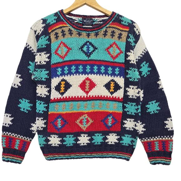 Woolrich Sweaters - Woolrich Womens Vintage 90s Nordic Cottage Cabin Snow Colorful Knit Sweater S